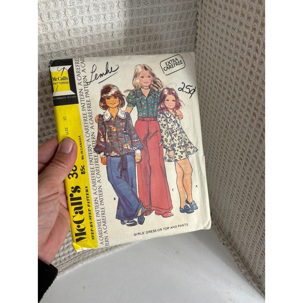 Vintage Girls McCall's 3840 Sewing Pattern Dress Top Pants Size 10 Multi